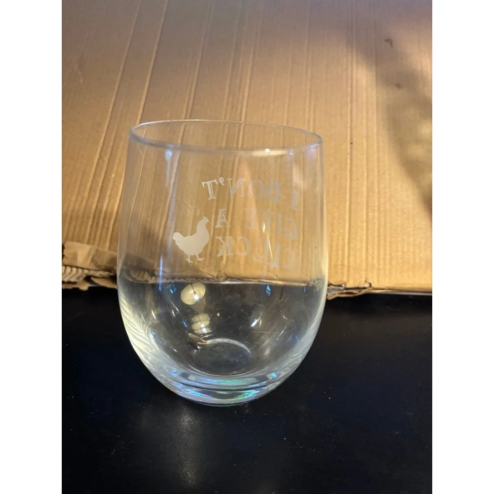 I Don't Give A CLUCK Chicken Funny Stemmed / Stemless Wine Glass